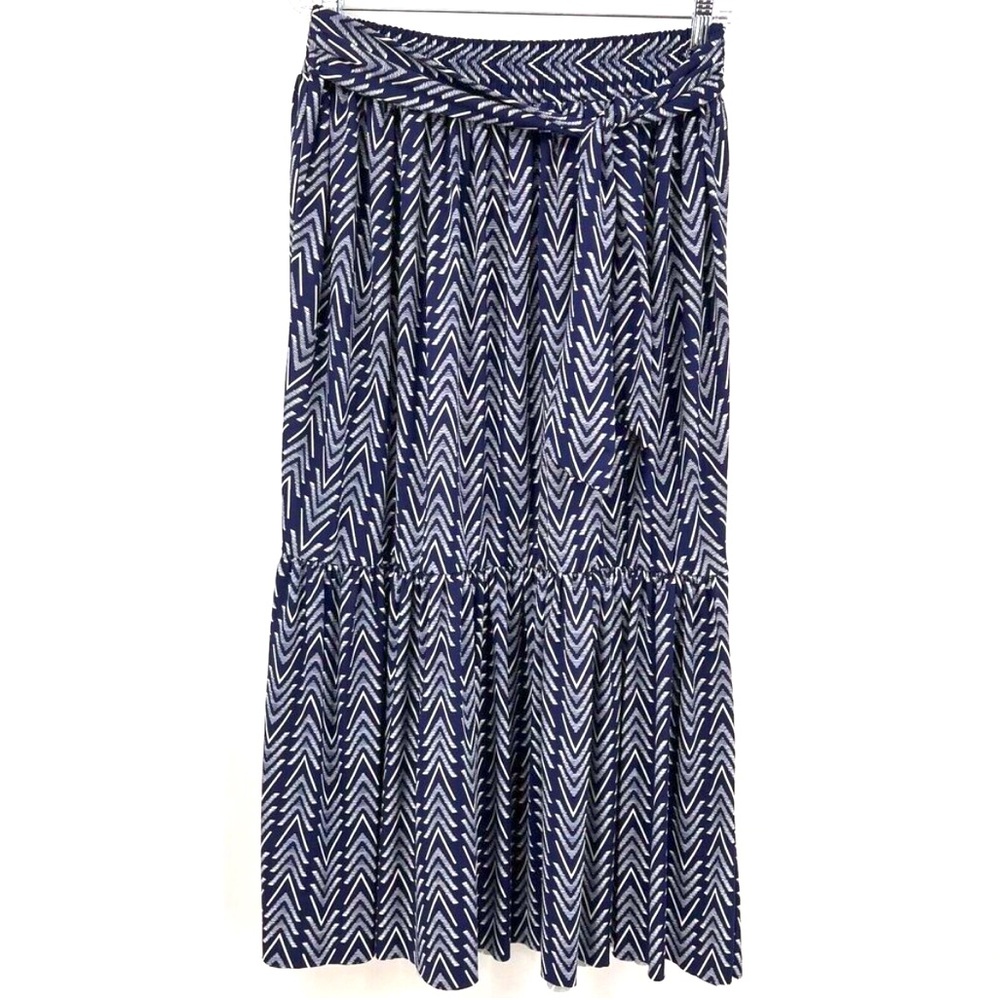 Navy Chevron A-Line Maxi Skirt